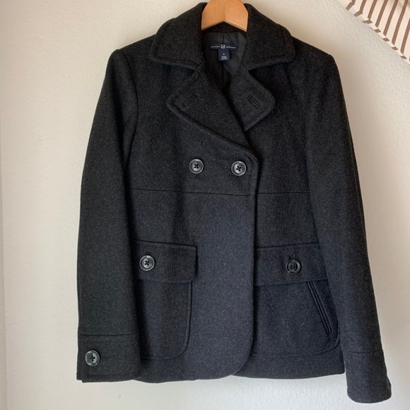 Dark Heather Grey GAP Wool Peacoat (Small) - Picture 2 of 7